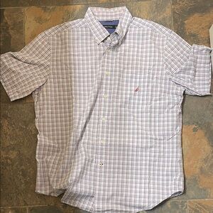 Nautica Men's White and Red Checkered Shirt